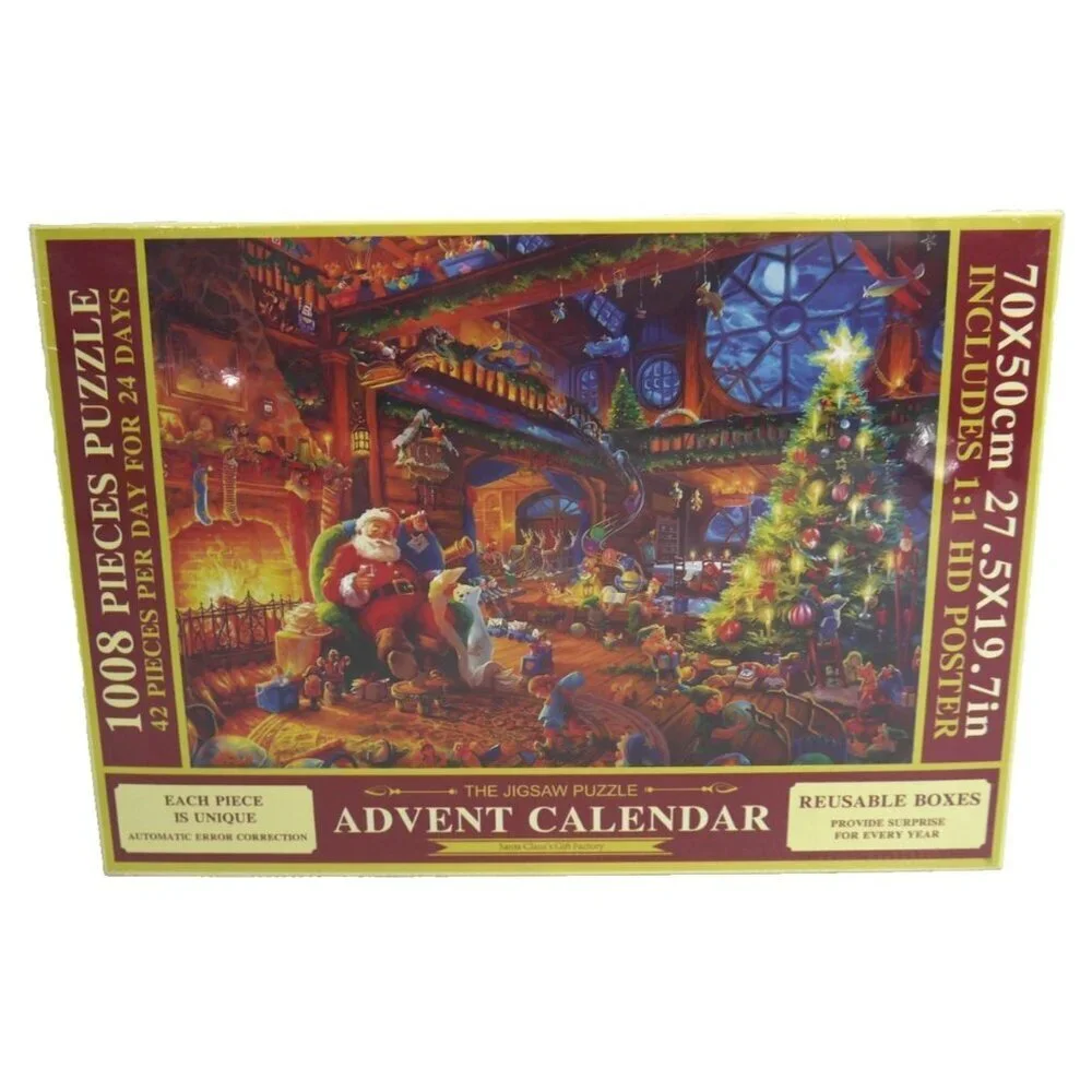 THE JIGSAW PUZZLE Advent Calendar Santa Clause's Gift Factory NEW, BOX DAMAGED